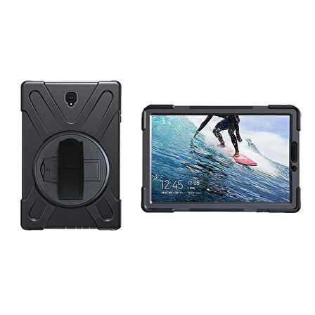 Ally Galaxy Tab S4,10.5,T830,T835,3 Katmanlı Standlı Zırh Kılıf SİYAH