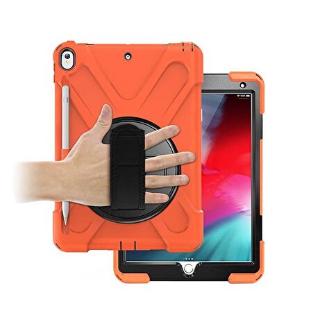 Ally İpad Pro 10.5 Air10.5 2019 Kalem Yerli Standlı Zırh Kılıf TURUNCU