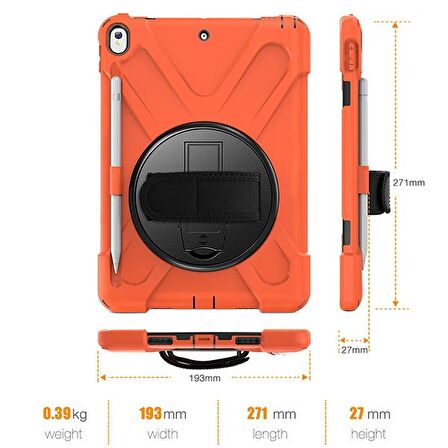Ally İpad Pro 10.5 Air10.5 2019 Kalem Yerli Standlı Zırh Kılıf TURUNCU