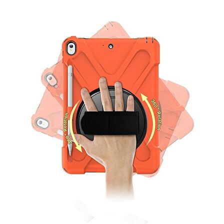 Ally İpad Pro 10.5 Air10.5 2019 Kalem Yerli Standlı Zırh Kılıf TURUNCU