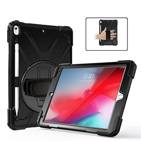 Ally İpad Pro 10.5 Air10.5 2019 Kalem Yerli Standlı Zırh Kılıf SİYAH