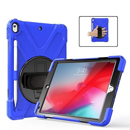 Ally İpad Pro 10.5 Air10.5 2019 Kalem Yerli Standlı Zırh Kılıf MAVİ