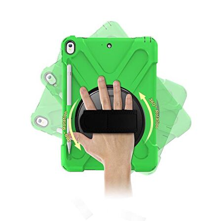 Ally İpad Pro 10.5 Air10.5 2019 Kalem Yerli Standlı Zırh Kılıf YEŞİL