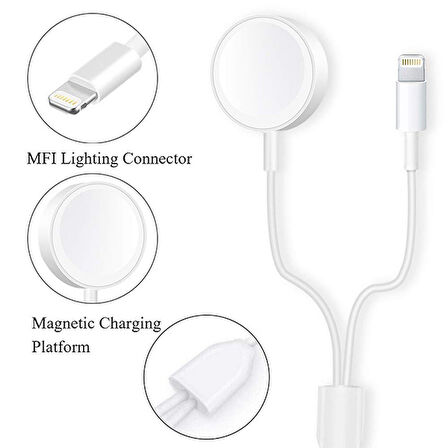Ally 2in1 Apple Watch Şarj- İPhone Usb Şarj Kablosu