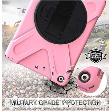 Ally İpad Pro 10.5, 3 Katmanlı Standlı Zırh Kılıf-Shockproof Case PEMBE