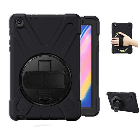 Ally Galaxy Tab P200-P205 3 Katmanlı Standlı Zırh Kılıf-Shockproof SİYAH