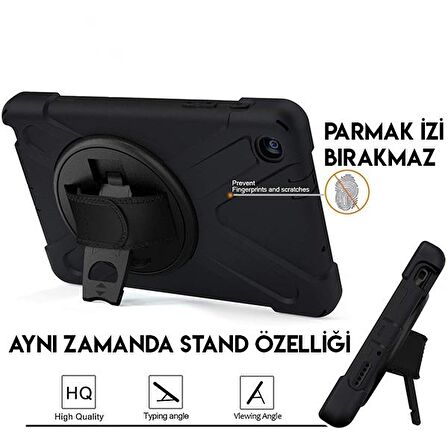 Ally Galaxy Tab P200-P205 3 Katmanlı Standlı Zırh Kılıf-Shockproof SİYAH