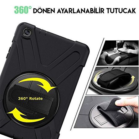 Ally Galaxy Tab P200-P205 3 Katmanlı Standlı Zırh Kılıf-Shockproof SİYAH