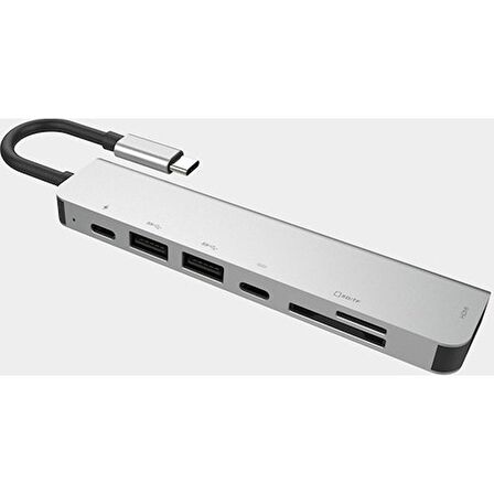 TYPE C USB 3.1 7 İN1 ADAPTÖR 4K HMİ-2*USB 3.0 SD-MİCROSD KART OKUYUCU-2*TYPE C
