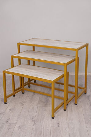 Üçlü Merdiven Masa Gold Stand