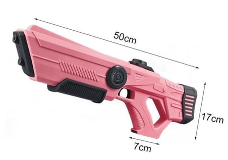 Oyuncak Pembe 50 cm Otomatik Elektrikli Su Tabancası Şarj Edilebilir Bataryalı Pet Şişe Aparatlı