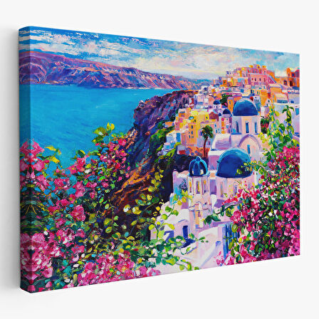 Santorini Yunanistan Güzel Bir Kızın Kavramsal Soyut Resmi-3754