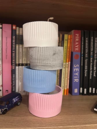 Dekoratif Beton Mum | El Yapımı | Tırtıklı Desen | Pembe 100 Gr