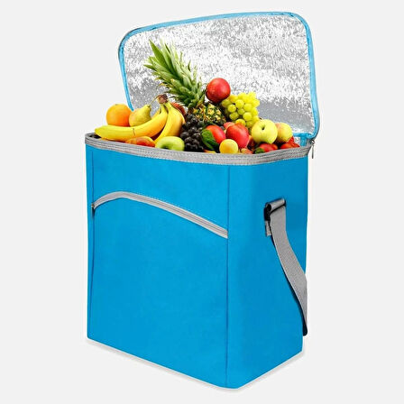 MAVİ 25*20*20 CM ÖLÇÜLERİNDE SOĞUK SICAK TERMOS ÇANTA ASKILI