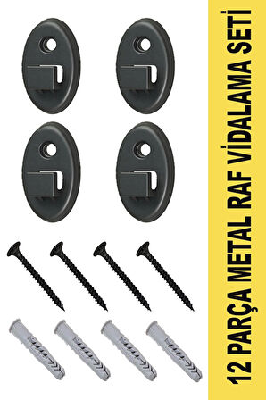 4 Adet Metal Raflar İçin Vidalama Aparatı + Vida + Dübel Seti