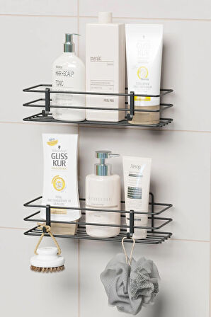 Yapışkanlı 2 li set Banyo Rafı Duş Şampuanlık Duvar Düzenleyici Organizer
