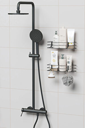 Yapışkanlı 2 li set Banyo Rafı Duş Şampuanlık Duvar Düzenleyici Organizer
