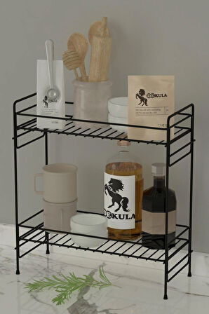 2 Katlı Mutfak Rafı Banyo Dolabı Çok Amaçlı Düzenleyici Baharatlık Masa Üstü Tezgah Raf Organizer