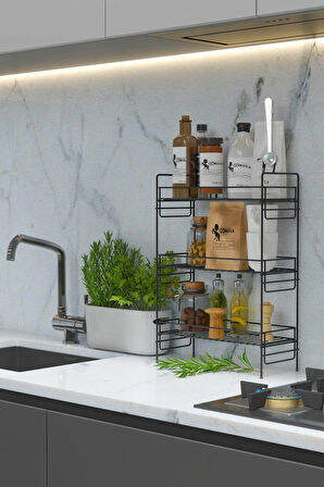 2 Katlı Mutfak Rafı Banyo Dolabı Çok Amaçlı Düzenleyici Baharatlık Masa Üstü Tezgah Raf Organizer