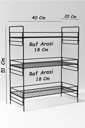 3 Katlı Evye Tezgah Altı Raf Banyo Mutfak Dolabı Çok Amaçlı Düzenleyici Deterjanlık Organizer
