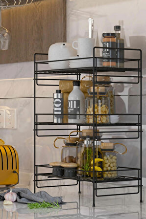 3 Katlı Mutfak Rafı Banyo Dolabı Çok Amaçlı Düzenleyici Baharatlık Masa Üstü Tezgah Raf Organizer