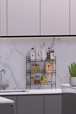 3 Katlı Mutfak Rafı Banyo Dolabı Çok Amaçlı Düzenleyici Baharatlık Masa Üstü Tezgah Raf Organizer