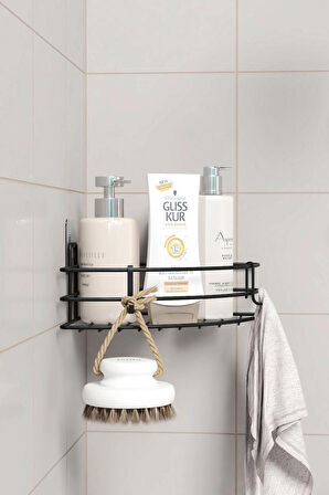 Yapışkanlı Banyo Köşeliği Köşe Rafı Duş Şampuanlık Duvar Düzenleyici Organizer Raf 1 Adet