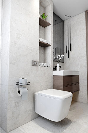 Yapışkanlı Tuvalet Kağıtlığı Tutacağı Askısı Mat Siyah Metal Tuvalet Kağıtlık