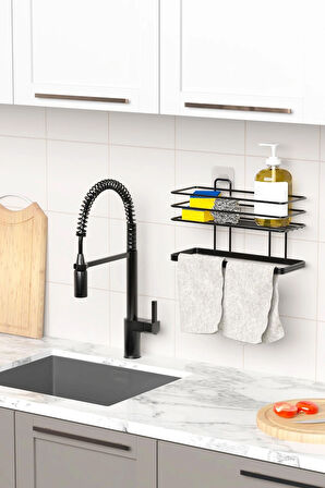 Yapışkanlı Banyo Rafı Havlu Asıcı Raf Duş Şampuanlık Rafı Duvar Düzenleyici Organizer Havluluk