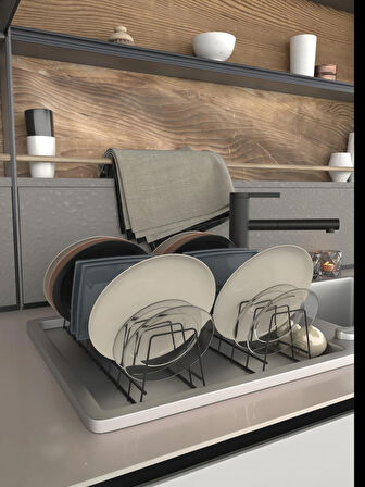 Bulaşıklık Tabak Bardak Rafı Dolap İçi Tabak Düzenleyici Tabaklık Bardaklık Tencere Kapağı