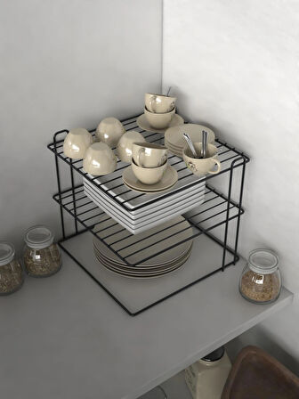  3 katlı Tabaklık Dolap Içi Düzenleyici Organizer Tezgah Banyo Tabak Bardak Düzenleme