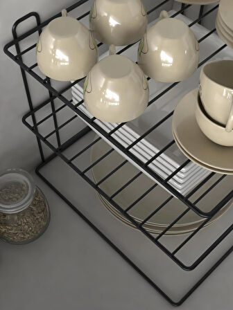  3 katlı Tabaklık Dolap Içi Düzenleyici Organizer Tezgah Banyo Tabak Bardak Düzenleme