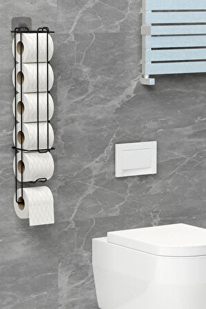 Yapışkanlı Tuvalet Kağıtlığı Şarjörü Wc Kağıtlık Yedekli Metal Tuvalet Kağıdı Tutacağı Askısı