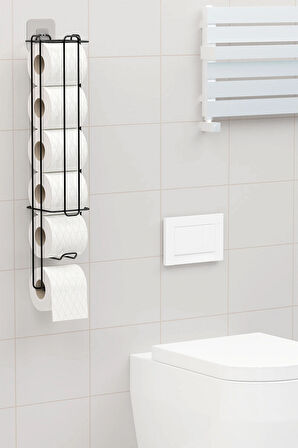 Yapışkanlı Tuvalet Kağıtlığı Şarjörü Wc Kağıtlık Yedekli Metal Tuvalet Kağıdı Tutacağı Askısı