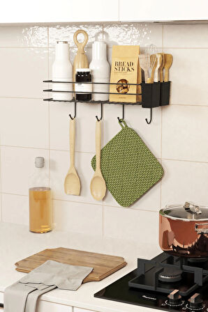 Yapışkanlı Büyük Boy Askılı Mutfak Rafı Tezgah Duvar Düzenleyici Organizer