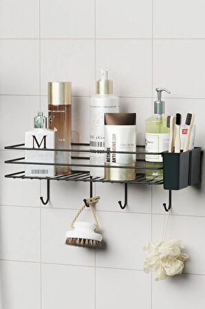 Yapışkanlı Büyük Boy Askılı Banyo Rafı Duş Şampuanlık Duvar Düzenleyici Organizer