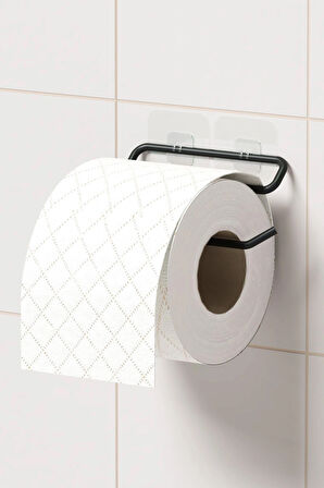 Yapışkanlı Tuvalet Kağıtlığı Tutacağı Askısı Mat Siyah Metal Tuvalet Kağıtlık Minimal Tasarım