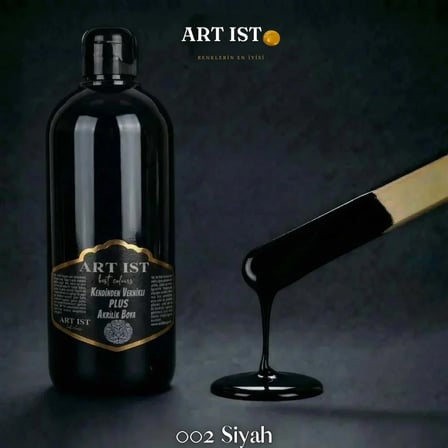 ART IST Kendinden Vernikli PLUS Su Bazlı Akrilik Boya 500 ml - 002 Siyah