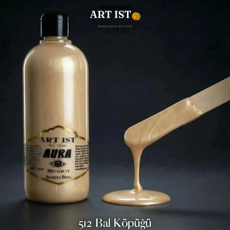 ART IST AURA Sedefli ve Vernikli Metalik Akrilik Boya 500 ml - 512 Bal Köpüğü