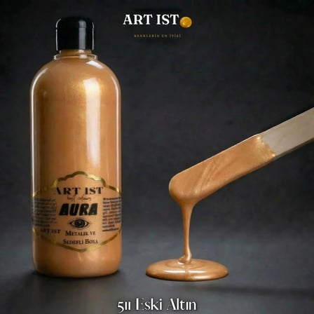 ART IST AURA Sedefli ve Vernikli Metalik Akrilik Boya 500 ml - 511 Eski Altın