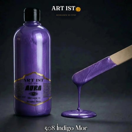 ART IST AURA Sedefli ve Vernikli Metalik Akrilik Boya 500 ml - 508 İndigo Mor