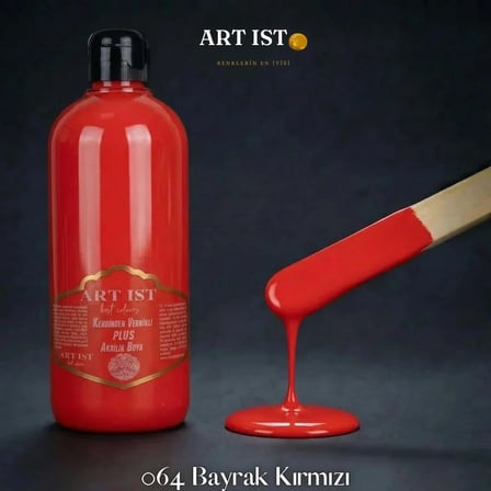 ART IST Kendinden Vernikli PLUS Su Bazlı Akrilik Boya 500 ml - 064 Bayrak Kırmızı