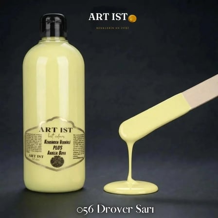 ART IST Kendinden Vernikli PLUS Su Bazlı Akrilik Boya 500 ml - 056 Drover Sarı