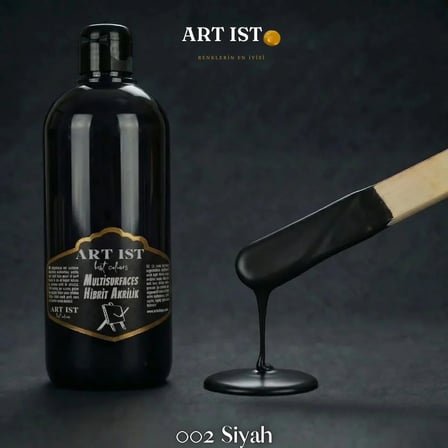 ART IST Multisurfaces Su Bazlı Akrilik Boya 500 ml - 002 Siyah