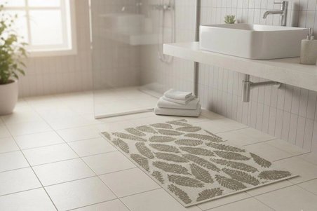 Pamuklu Kaymaz Taban Dikdörtgen Banyo Paspası – Yüksek Emici Pamuk Dokuma Halısı -Kilim 