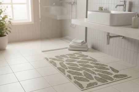 Pamuklu Kaymaz Taban Dikdörtgen Banyo Paspası – Yüksek Emici Pamuk Dokuma Halısı -Kilim 