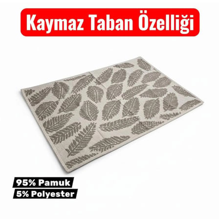 Pamuklu Kaymaz Taban Dikdörtgen Banyo Paspası – Yüksek Emici Pamuk Dokuma Halısı -Kilim 