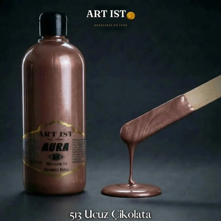 ART IST AURA Sedefli ve Vernikli Metalik Akrilik Boya 500 ml - 513 Ucuz Çikolata