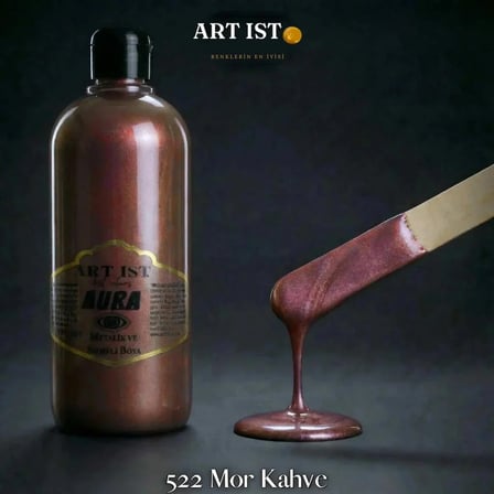 ART IST AURA Sedefli ve Vernikli Metalik Akrilik Boya 500 ml - 522 Mor Kahve