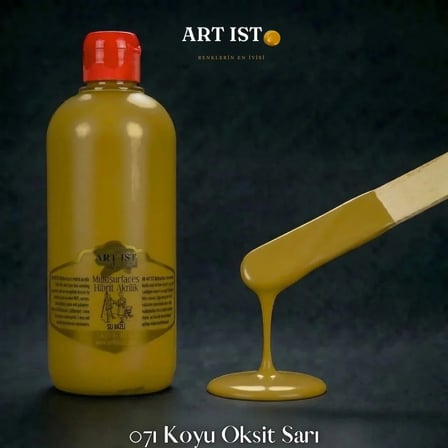 ART IST Multisurfaces Su Bazlı Akrilik Boya 500 ml - 071 Koyu Oksit Sarı